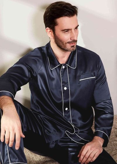 100% reine Seide Nachtwäsche | Beste Seide Schlafanzug Herren Echt