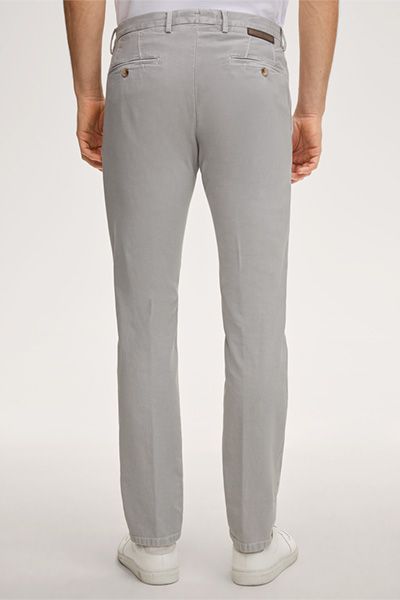 Baumwoll-Chino Cino in Grau, klassische moderne Passform, Stretchstoff