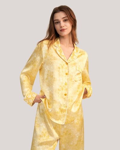 Goldene Lilie Seide Pyjama Set