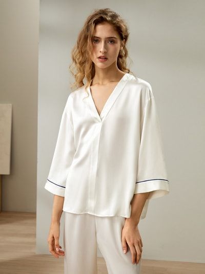 Pullover-Pyjama-Set aus Seiden-Wildleder