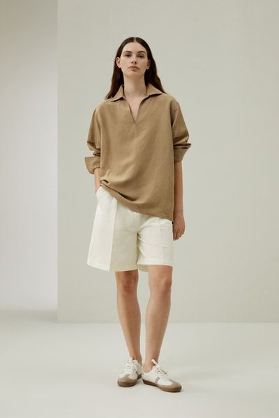 Übergroßes Hemd aus Seiden-Leinen-Mischgewebe für lässige Eleganz