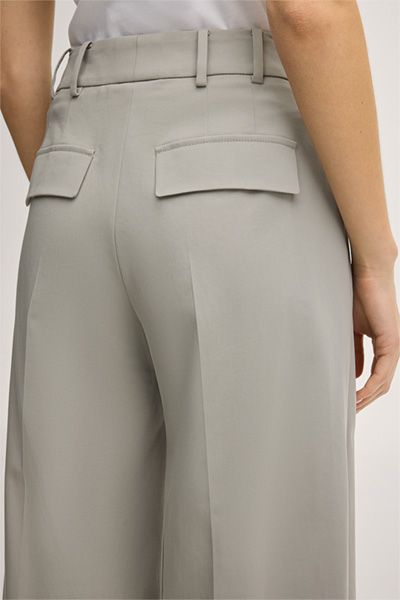 Apricot Double-Baumwollstretch Marlene Hose in Greige Weitem Bein