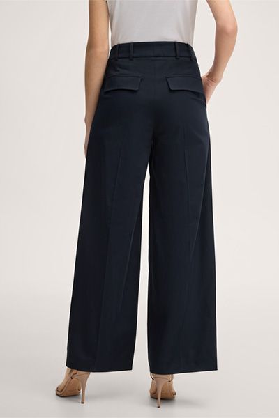 Marc Cain Double Baumwollstretch Marineblaue Marlene Hose Weites Bein