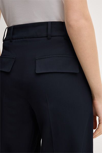 Marc Cain Double Baumwollstretch Marineblaue Marlene Hose Weites Bein