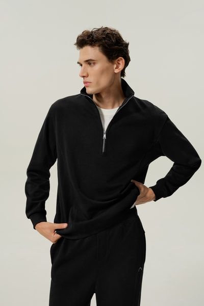 Silkerry Sweatshirt mit halbem Reißverschluss | Premium Seiden-Baumwoll