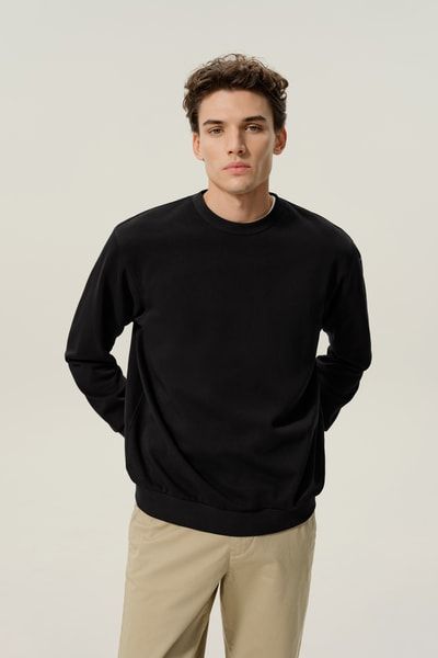 Rundhals-Sweatshirt aus Seide-Baumwolle für Herren | Premium Komfort