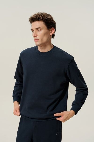 Rundhals-Sweatshirt aus Seide-Baumwolle für Herren | Premium Komfort