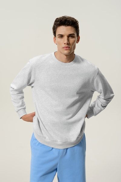 Rundhals-Sweatshirt aus Seide-Baumwolle für Herren | Premium Komfort