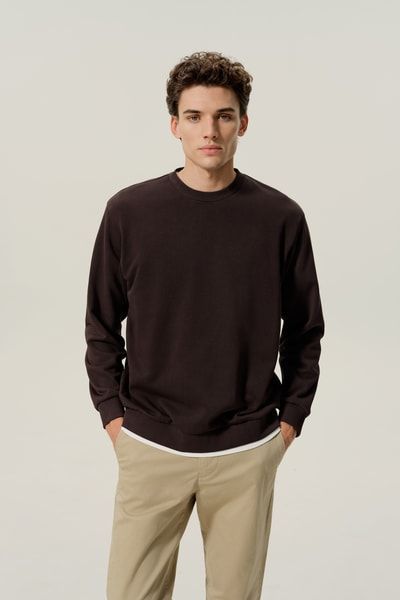 Rundhals-Sweatshirt aus Seide-Baumwolle für Herren | Premium Komfort