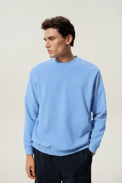 Rundhals-Sweatshirt aus Seide-Baumwolle für Herren | Premium Komfort