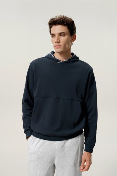 Schwerer Pullover-Hoodie aus Seide und Baumwolle für Herren