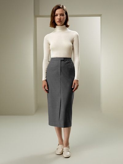 Waschbarer Woll-Mix Bleistiftrock