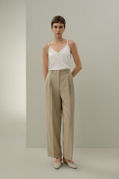 Gerade Hose aus Wolle und Seide