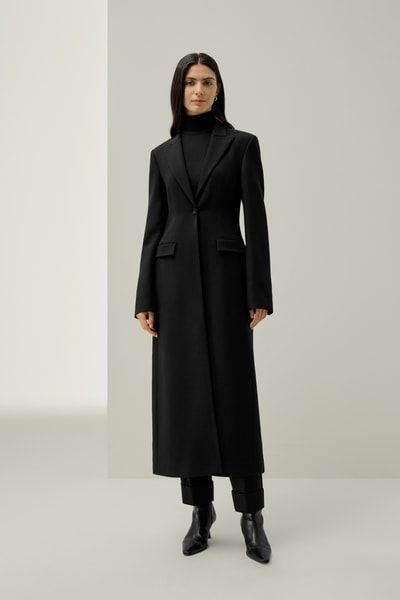 Schmal geschnittener Mantel aus Seiden-Woll-Tweed – Elegante Oberbekleidung für Damen | Lilysilk