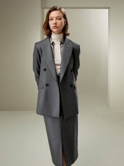 Zweireihiger Woll-Mix Blazer