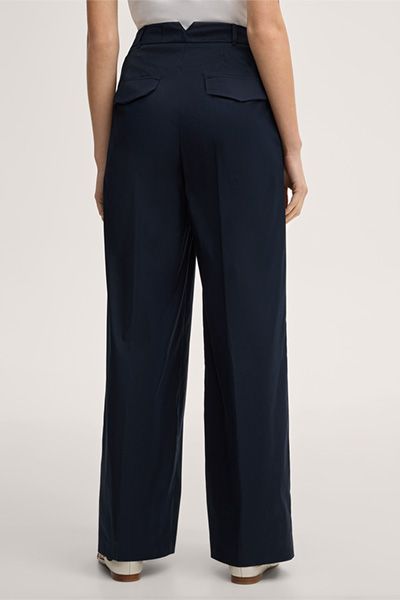 Marc Cain Marineblaue Hose mit weitem Bein und Falten