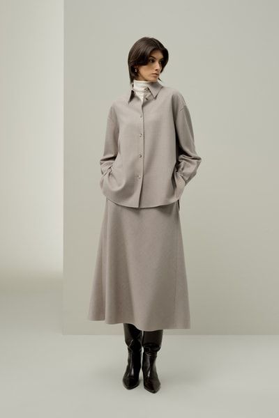 Seiden-Wollmischung Oversize warmes Hemd