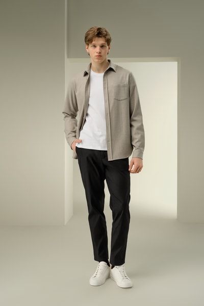 Seiden-Wollmischung Oversize Herrenhemd