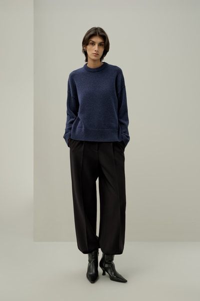 Wolle und Kaschmir Oversize Pullover mit Rundhalsausschnitt