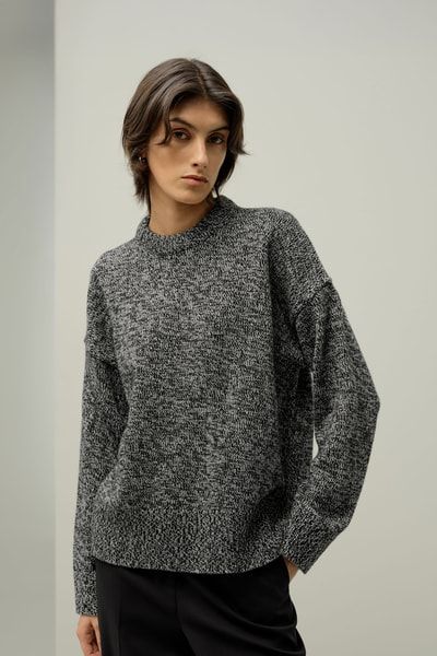Wolle und Kaschmir Oversize Pullover mit Rundhalsausschnitt
