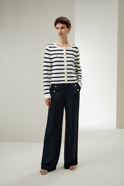 Gariana Gestreifter Woll-Cardigan