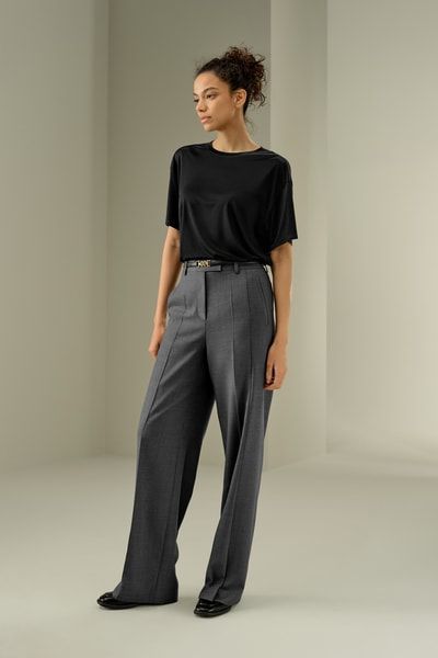 Waschbare Woll-Mix Hose mit Geradem Bein