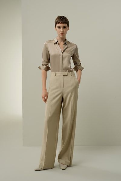 Waschbare Woll-Mix Hose mit Geradem Bein