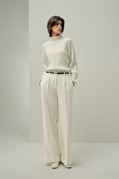 Pointelle Rollkragenpullover – Eleganter Woll-Kaschmir-Strick | Lilysilk