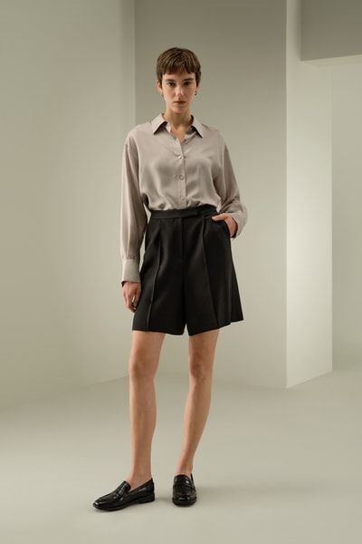 Seiden-Wolle-Mix Lässig-Schnitt-Shorts