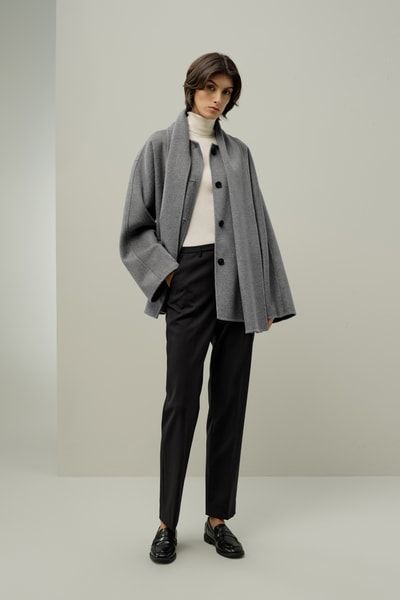 Doppelseitige Seiden-Wollmischung Mantel