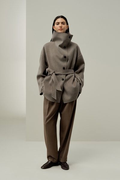 Seiden-Wollmischung Mantel mit wandelbarem Kragen