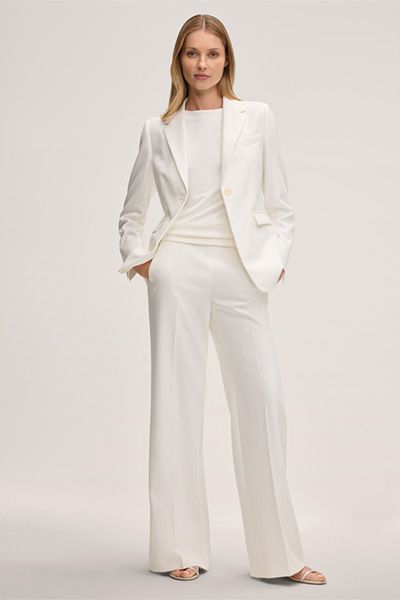 Marc Cain Crêpe Blazer Ecru Ein-Knopf Slim Fit Business