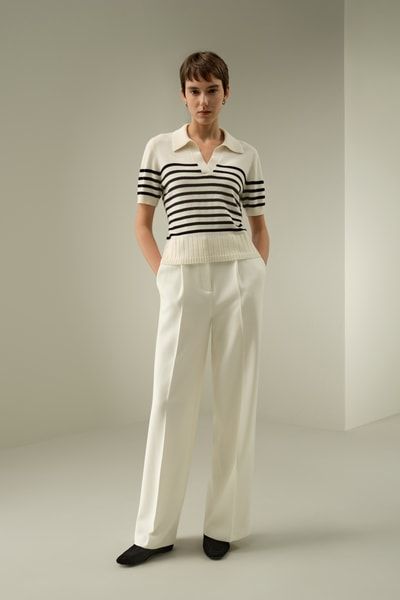 Gestreifter Kaschmir Polo Pullover