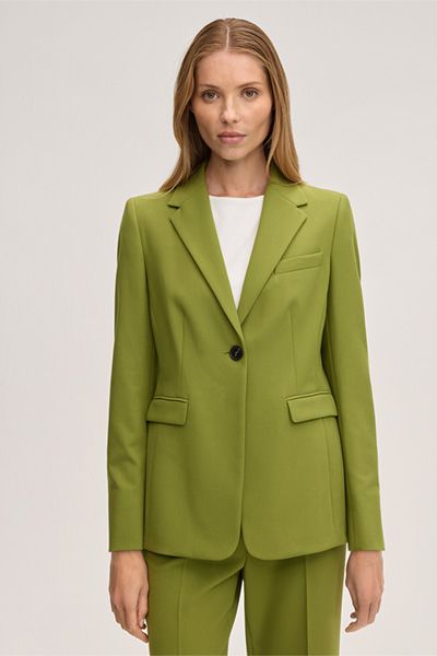Crêpe-Blazer in Grün Stretch Viskosemischung Moderne Passform