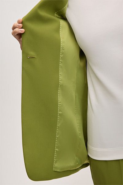 Crêpe-Blazer in Grün Stretch Viskosemischung Moderne Passform