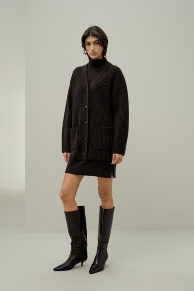 Oversize-Strickjacke mit Rippenmuster – Luxuriöse, vielseitige Strickmode | Lilysilk