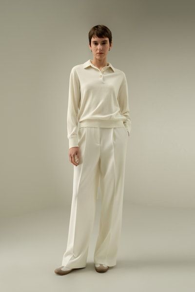 Langärmliges Poloshirt aus 100 % Baby-Kaschmir