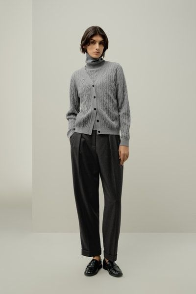 Zopfmuster-Cardigan aus Babykaschmir – Luxuriöser, weicher Strick für Damen | Lilysilk