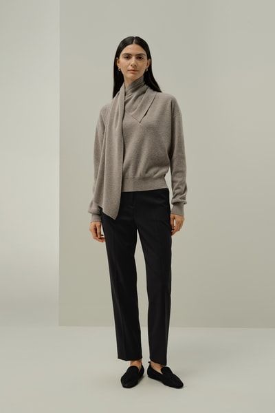 Woll-Kaschmir Pullover mit Fliegekragen