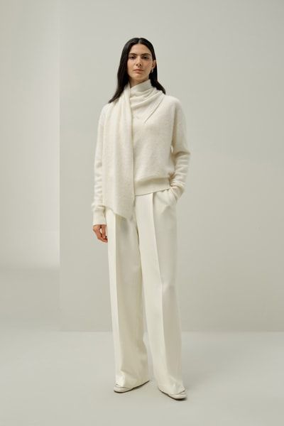 Drapierter Schal, gebürsteter Kaschmirpullover | Lilysilk Luxus-Winterstrick