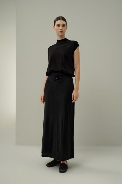 Maxirock aus Merinowolle mit Kordelzug