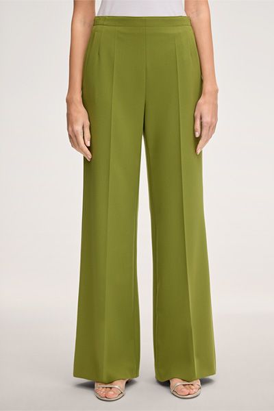 Marc Cain Crêpe Marlene Hose Grün Weites Bein Hohe Taille