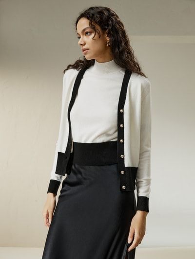 Gemini Cardigan aus Kaschmir mit kontrastierendem Saum