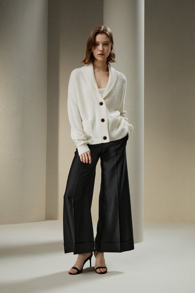 Strickjacke mit Schalkragen aus Wolle-Kaschmir-Mischung