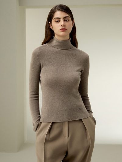 Nahtloser Rollkragenpullover aus Seiden-Kaschmir-Pullover