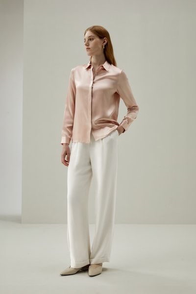 Basic Seidenhemd mit Verdeckter Knopfleiste Langarm