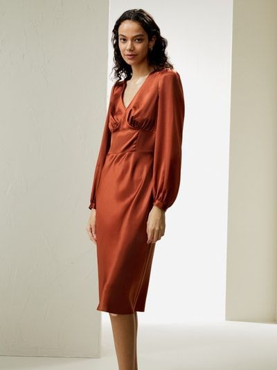 LILYSILK X SONIA Seidentailliertes Kleid mit V-Ausschnitt