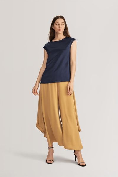 Lässiges Ärmelloses Basic SeidenT-Shirt mit OEKO-Zertifizierung