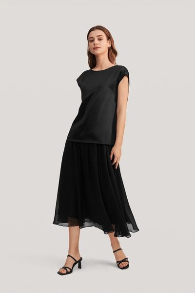 Lässiges Ärmelloses Basic SeidenT-Shirt mit OEKO-Zertifizierung