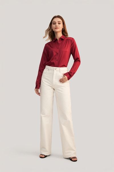 Seidenbluse mit Kragen Frauen